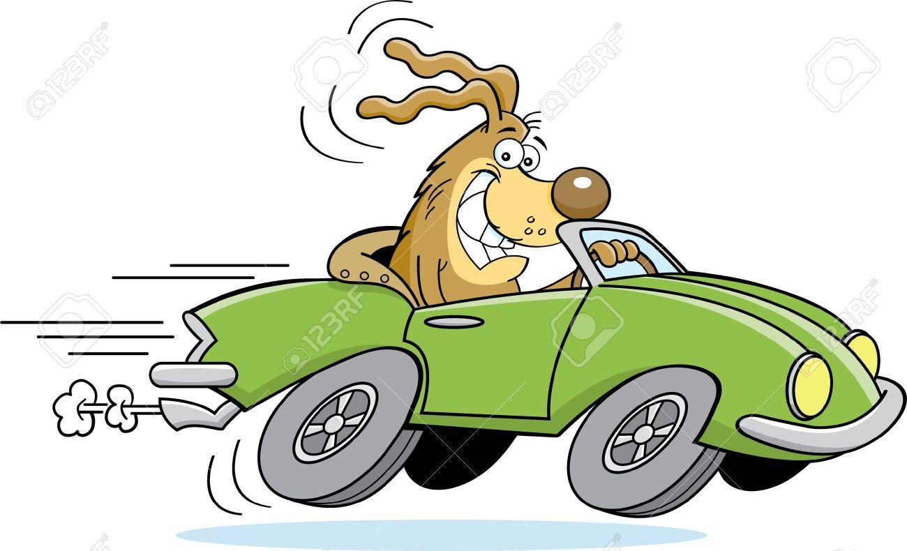 19329072 illustration de bande dessinee d un chien au volant d une voiture